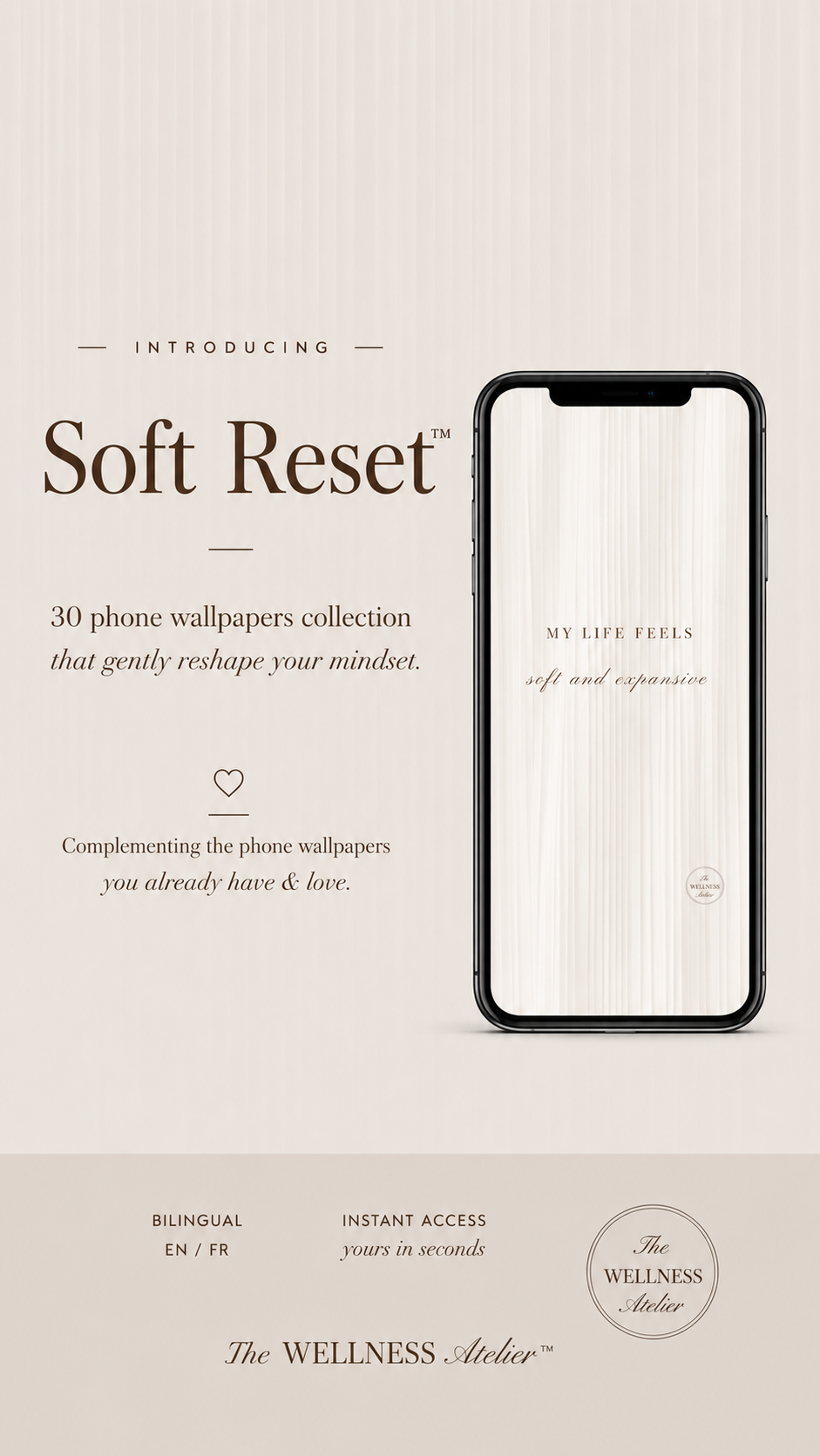Soft Reset™ — 30 phone wallpapers that gently reshape your mindset